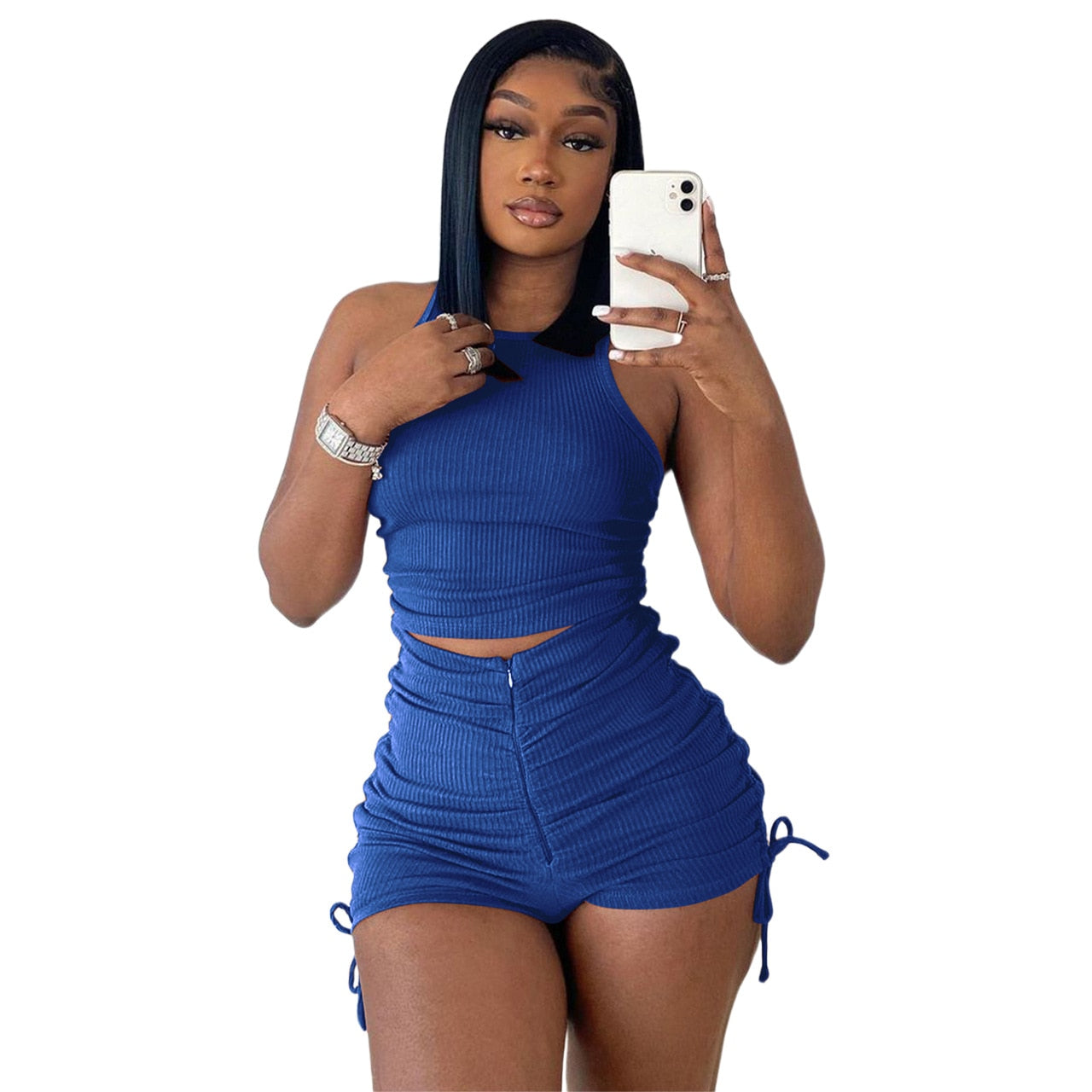 Short-sleeved Ribbed Bodysuit and Shorts Two-piece Set – Twinklee