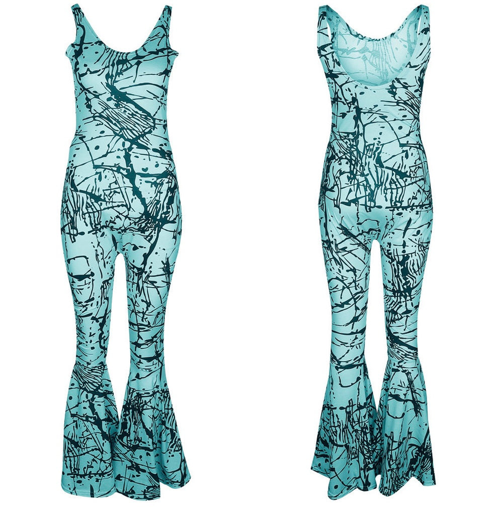 Abstract Flare Jumpsuit