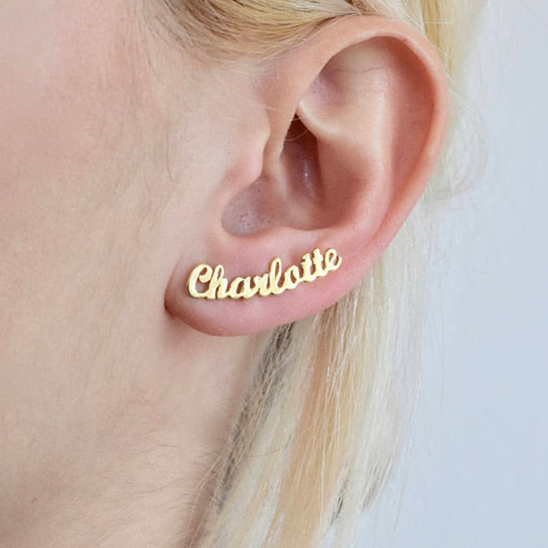 Custom Cursive Nameplate Earrings