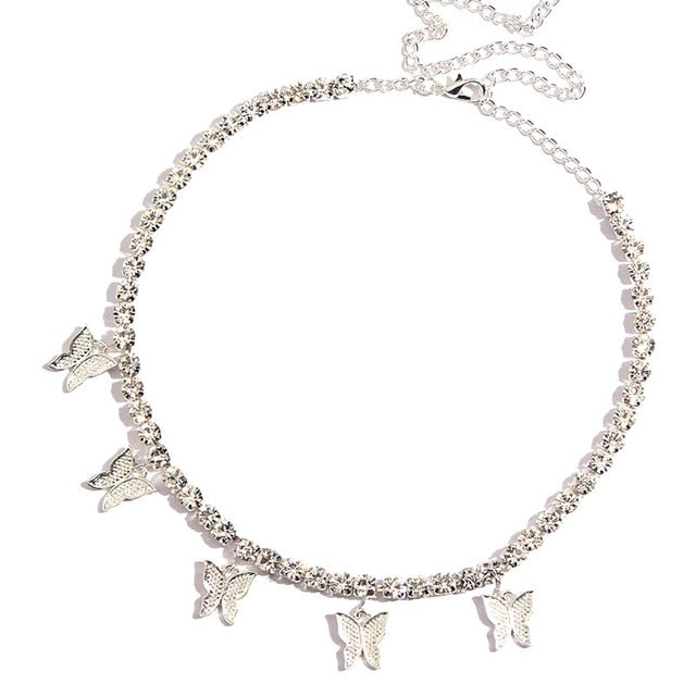 Crystal Butterfly Choker Necklace