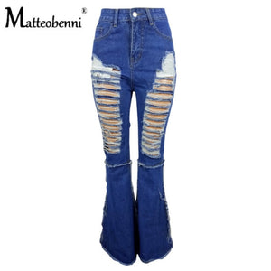 Ripped Flare Denim Jeans
