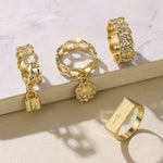4Pc Gold Lock Ring Set